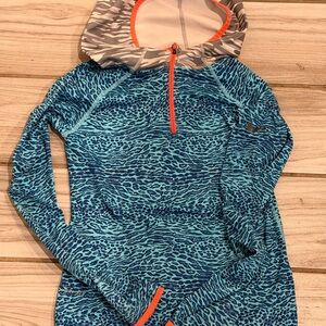 Nike Pro Blue and Gray Animal Print Hoodie
